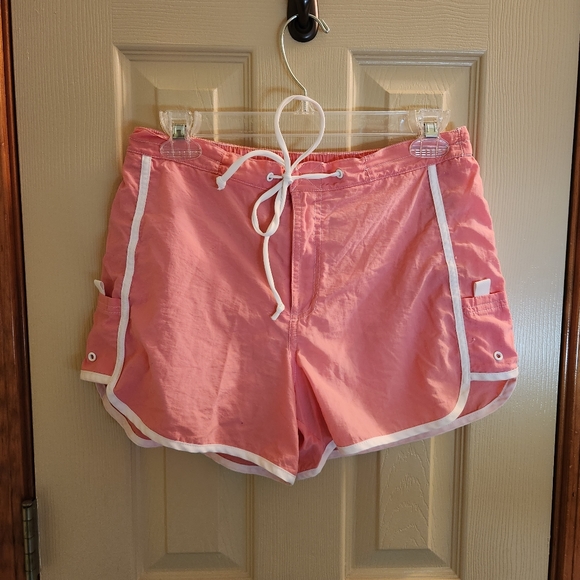Retro board surf shorts sz 10 coral pink - white piping - Picture 5 of 12